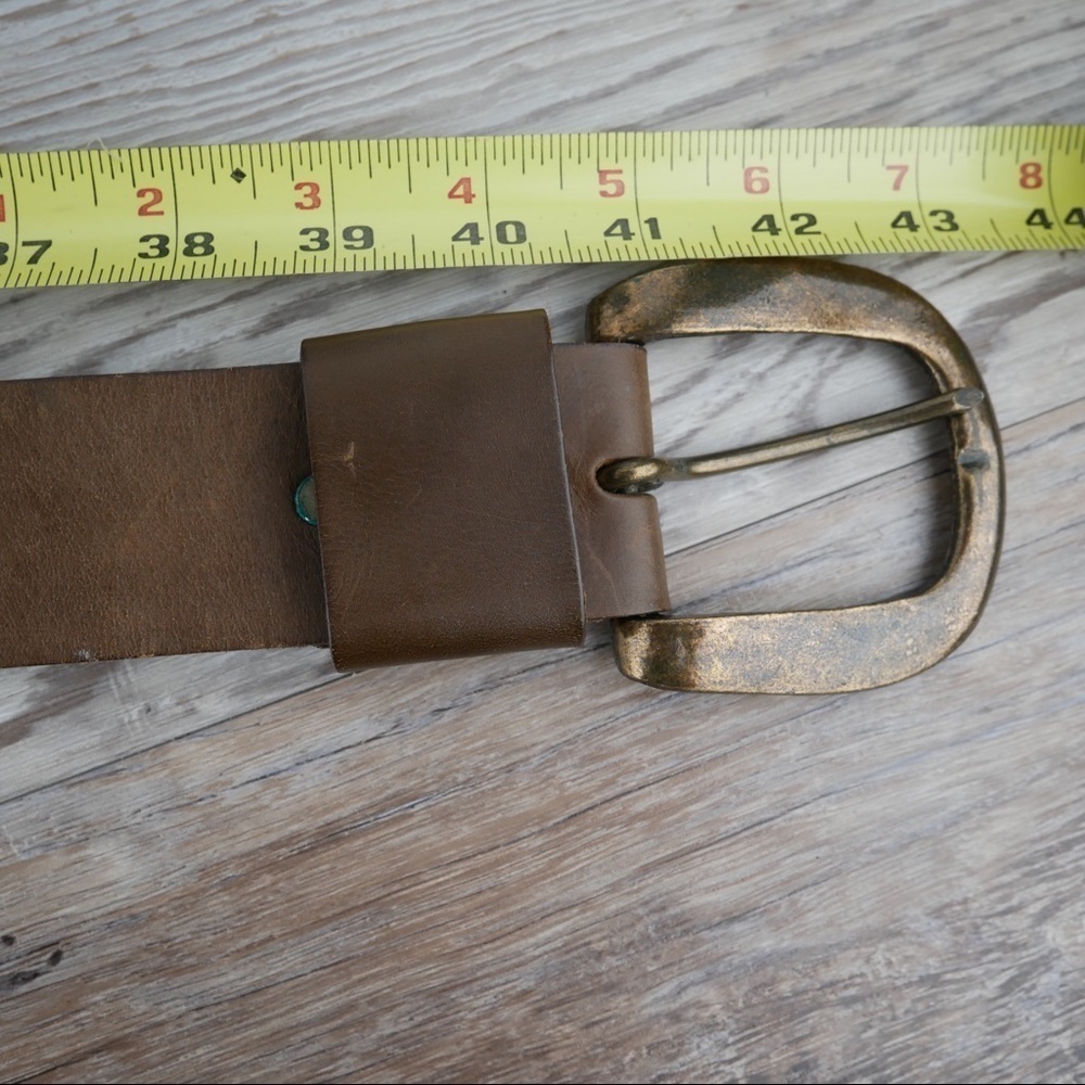 Salvatori brown leather belt w/brass tone buckle L - Picture 8 of 8